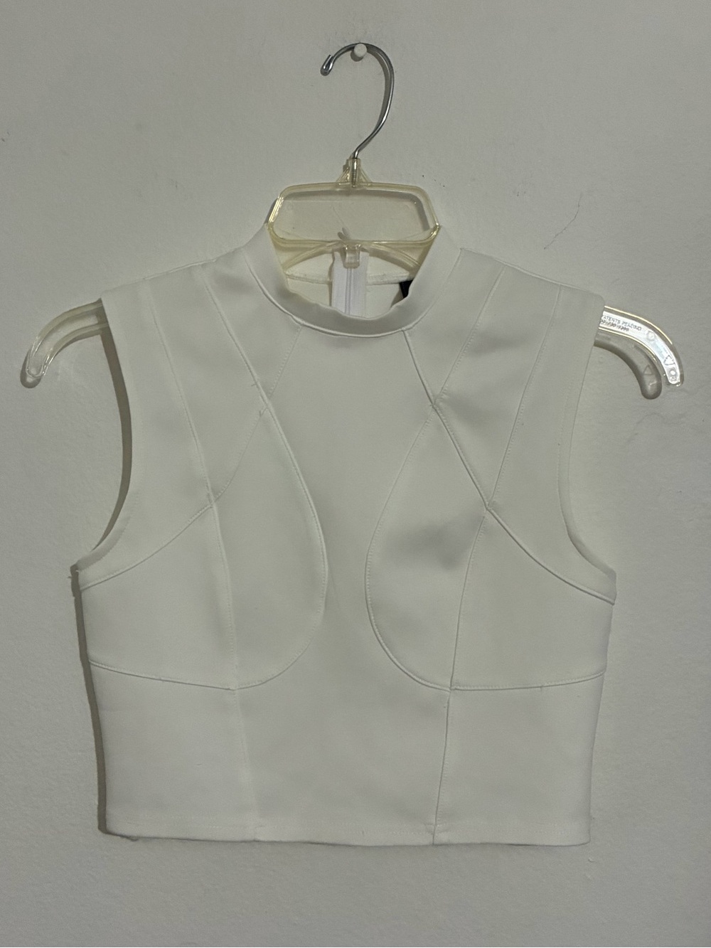 High-Neck Structured Crop Camisole in White